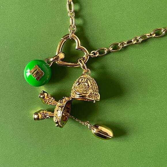 Kate Spade M&M Statement Necklace Green Peanut Pendant Novelty Box Gift - Picture 2 of 11